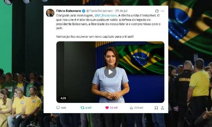 Flávio agradece apoio de Michelle e campanha ganha peso