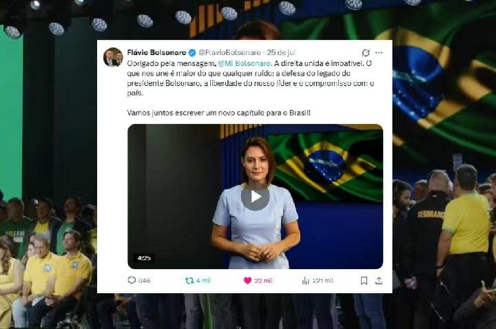 Flávio agradece apoio de Michelle e campanha ganha peso