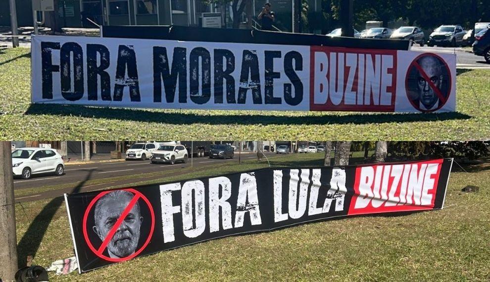 Campo Grande amanhece com faixas de “Fora Moraes” na Afonso Pena