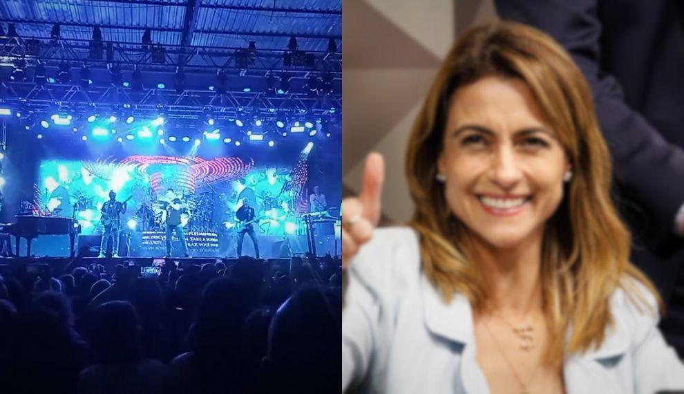 Senadora Soraya é vaiada e não consegue falar durante show do Roupa Nova em Campo Grande