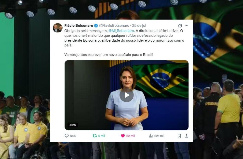 Flávio agradece apoio de Michelle e campanha ganha peso