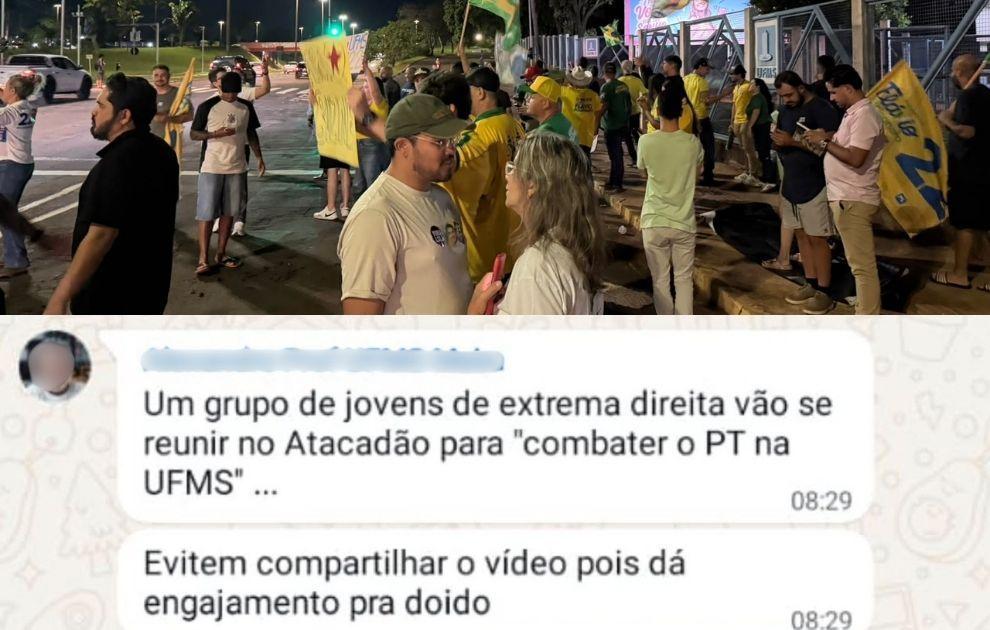Movimento de direita em frente a UFMS irrita professor 