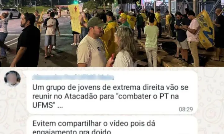 Movimento de direita em frente a UFMS irrita professor 